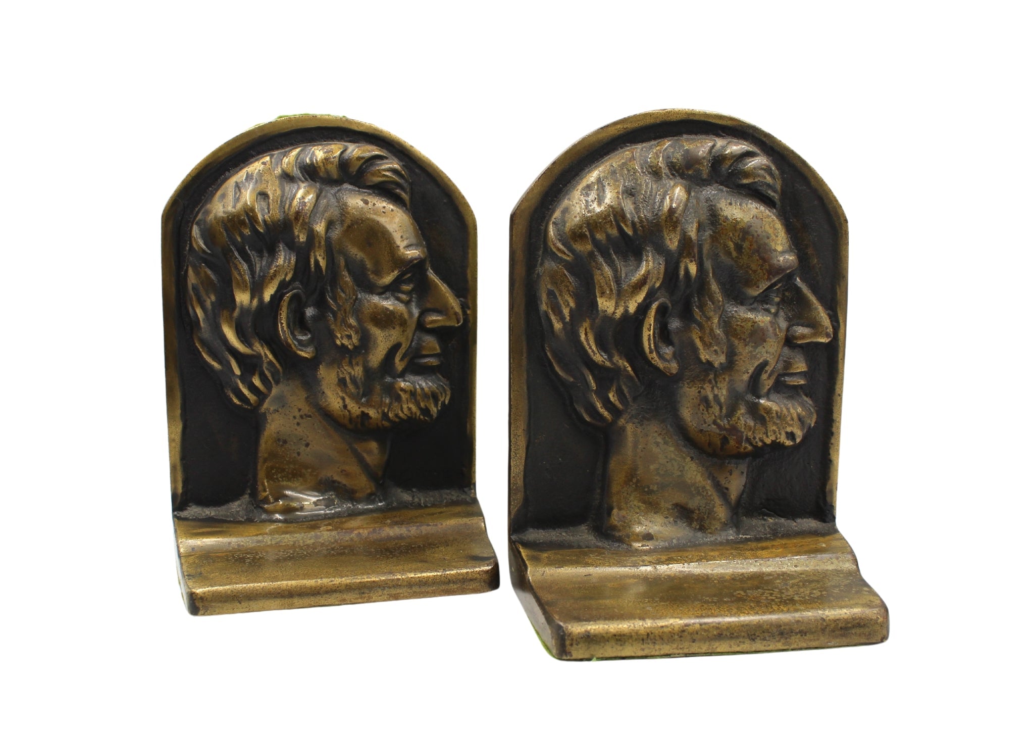 Vintage Abraham Lincoln Bronze Bust Bookends - The Great Republic