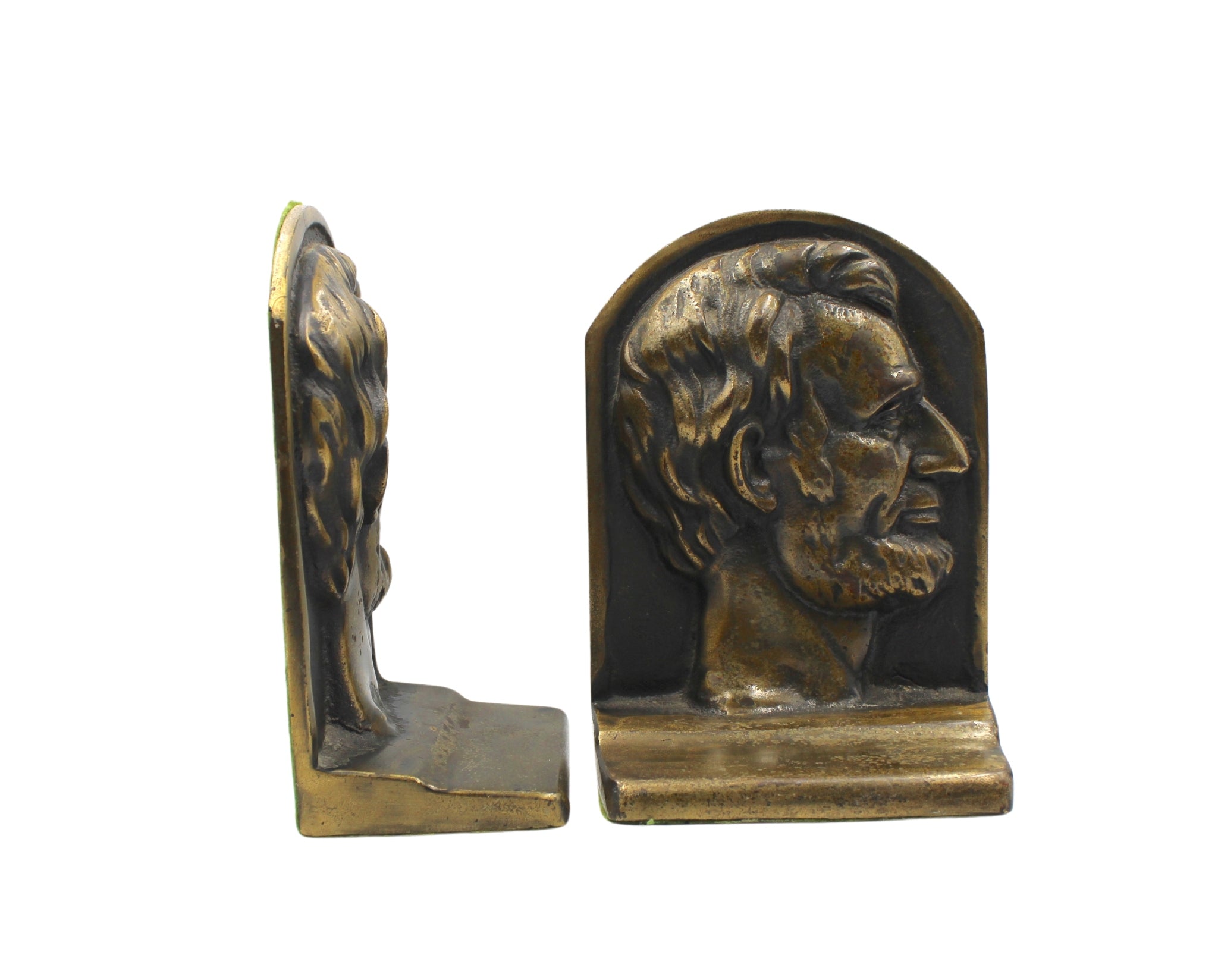 Vintage Abraham Lincoln Bronze Bust Bookends - The Great Republic