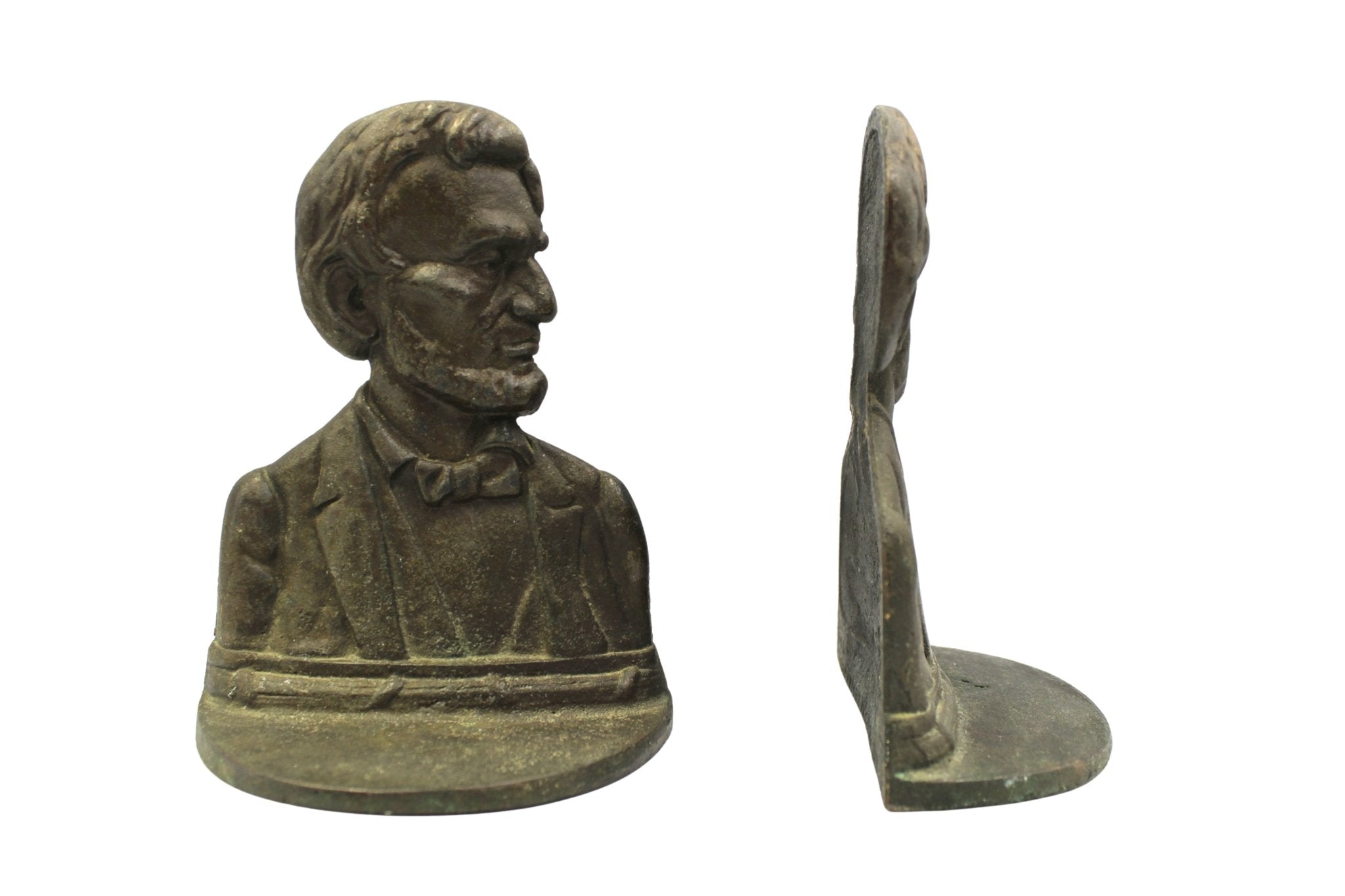Vintage Abraham Lincoln Bust Bookends by Bronze Met Art Co., 1927 - The Great Republic