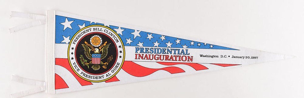 Vintage Bill Clinton and Al Gore "Presidential Inauguration" Pennant, 1997 - The Great Republic