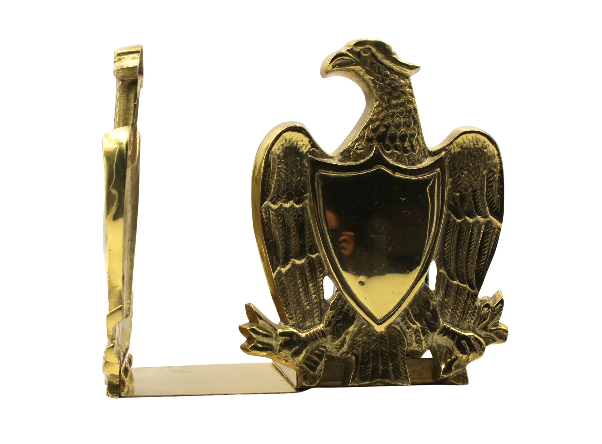Vintage Brass Eagle with Shield Bookends - The Great Republic