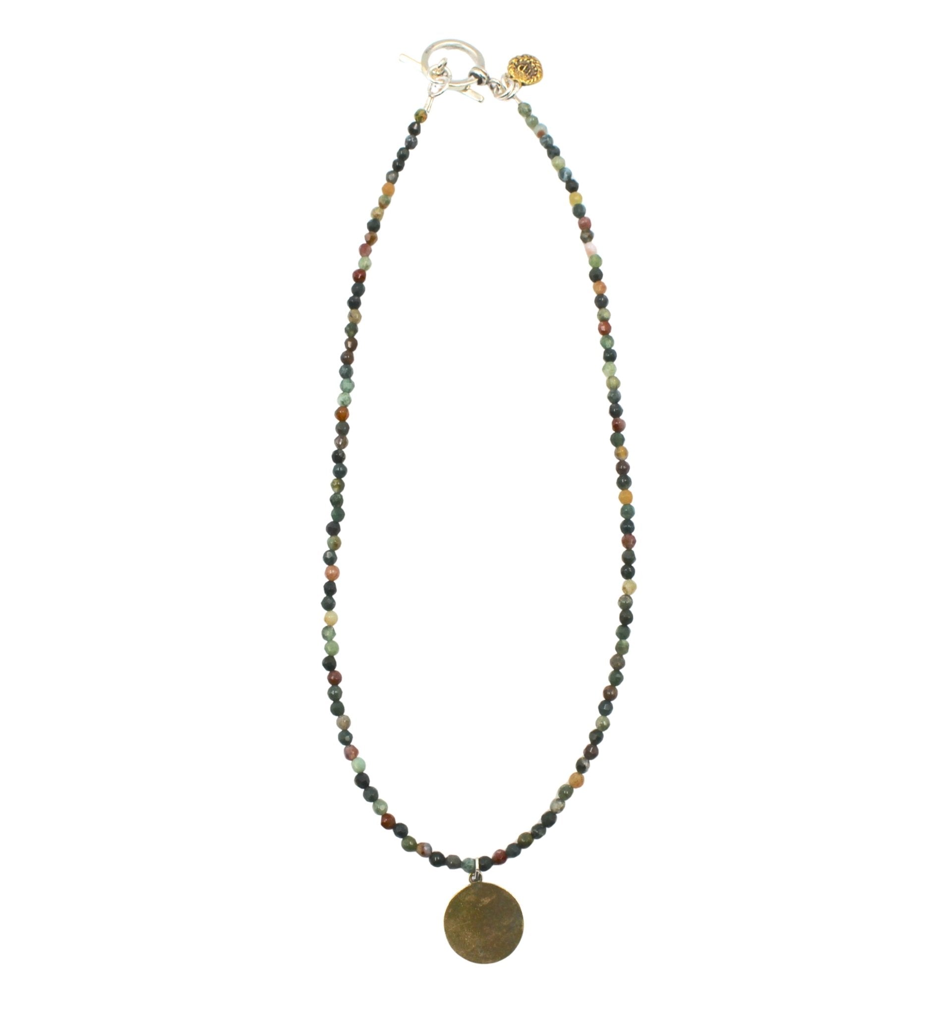 Vintage British Gaming Charm on Faceted Multistone Necklace - The Great Republic