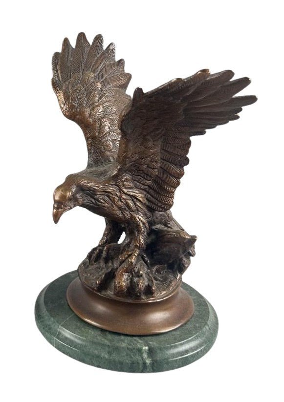 Vintage Bronze Eagle on Rocks on Green Marble Base, Late 20th Century - The Great Republic