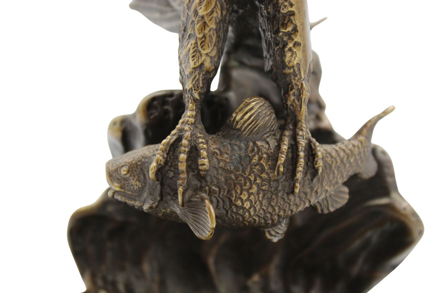Vintage Bronze Eagle with Fish Sculpture on Green Marble Base, Late 20th Century - The Great Republic