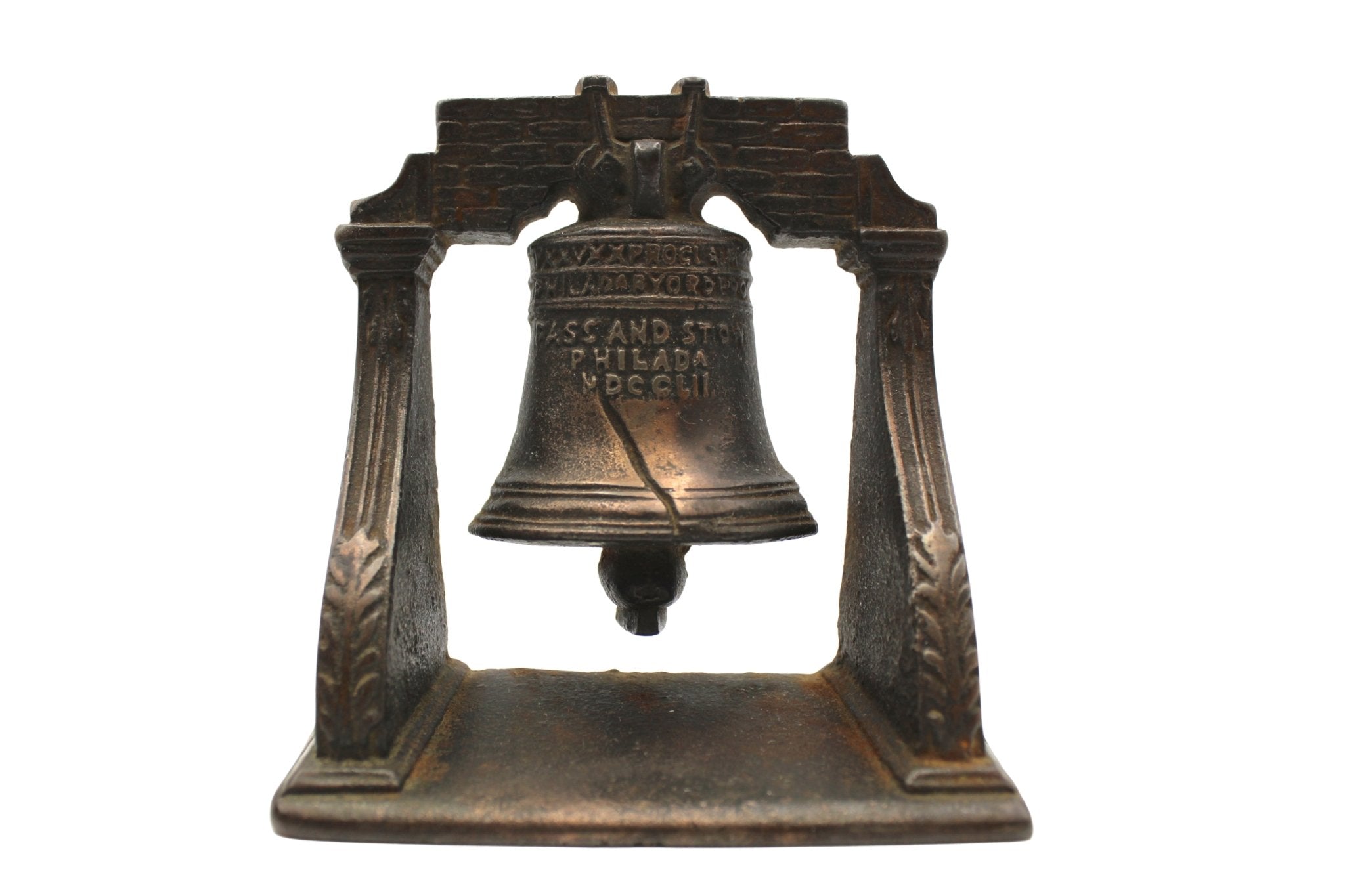 Vintage Cast Iron Liberty Bell Bookends - The Great Republic