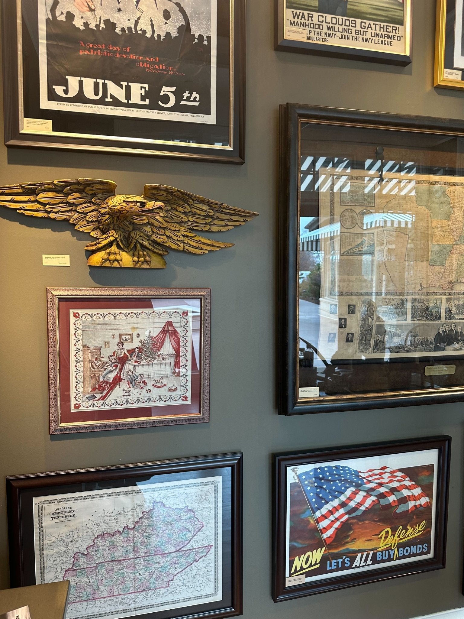 Vintage Christmas Scene Handkerchief, Printed on Cotton, Circa 1890 - 1915 - The Great Republic