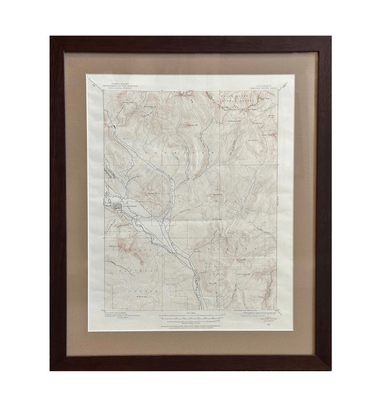 Vintage "Colorado, Crested Butte Sheet" United States Geological Survey Topographical Map, 20th Century - The Great Republic