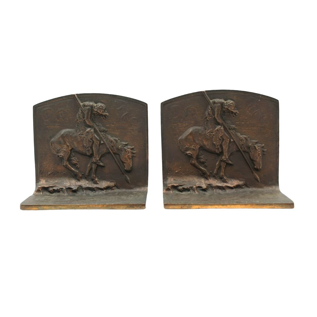 Vintage "End of the Trail" Bookends, Mid 20th Century - The Great Republic