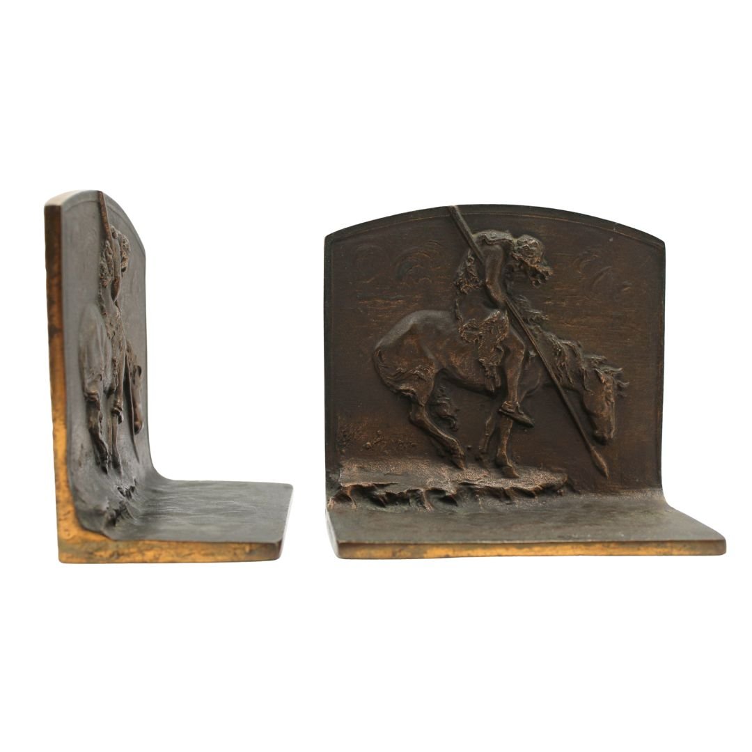 Vintage "End of the Trail" Bookends, Mid 20th Century - The Great Republic