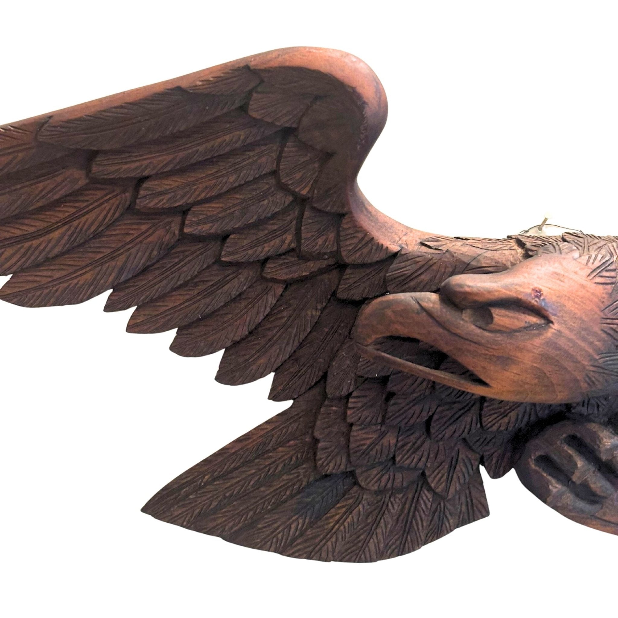 Vintage Hand - Carved Mahogany Eagle with Shield - The Great Republic