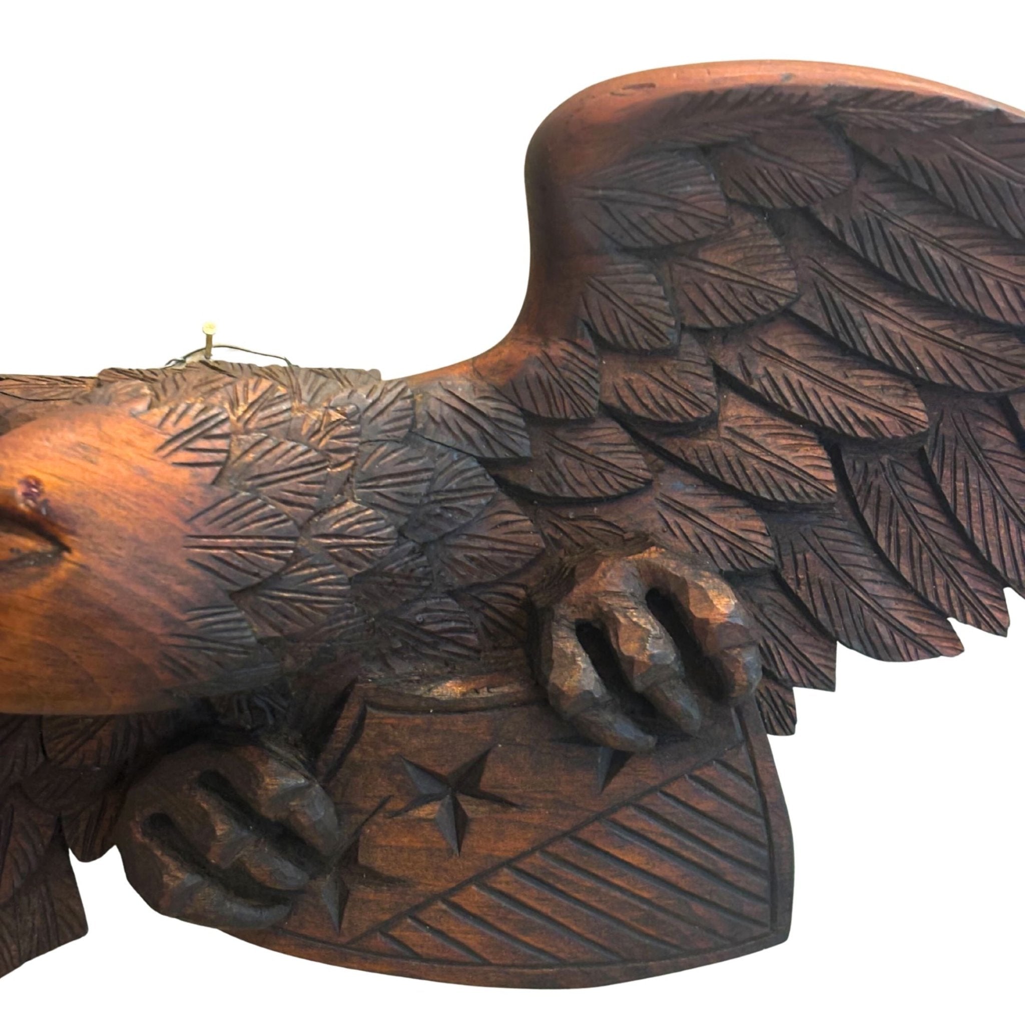 Vintage Hand - Carved Mahogany Eagle with Shield - The Great Republic