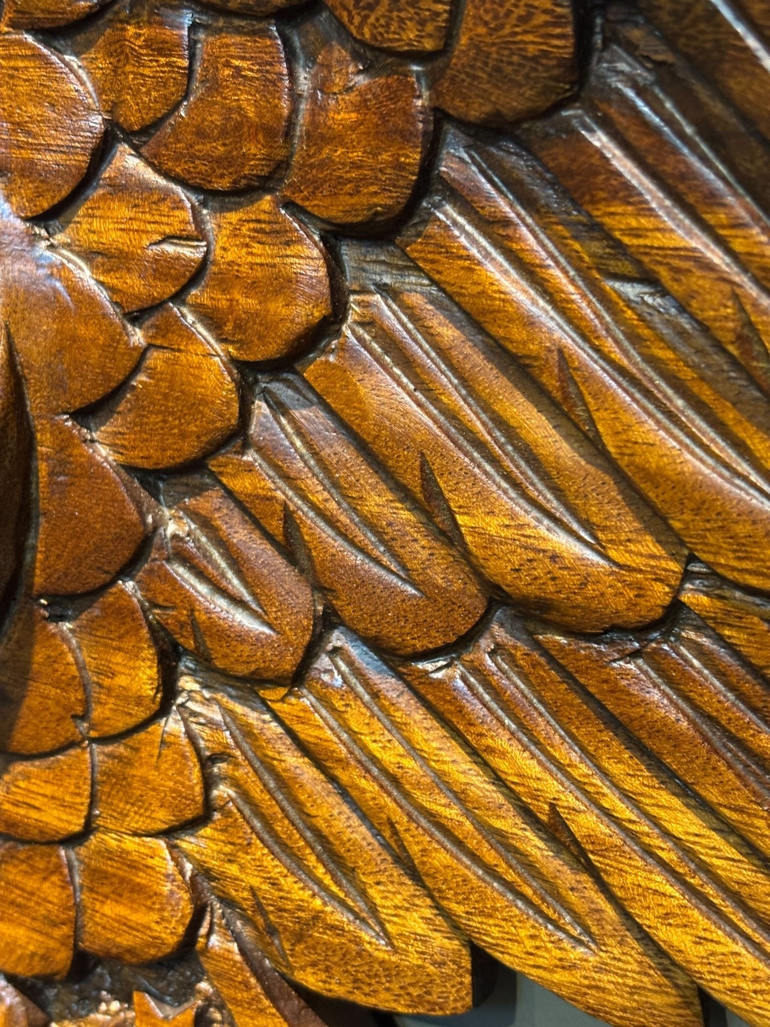 Vintage Hand - Carved Teak Bellamy Eagle with Shield - The Great Republic