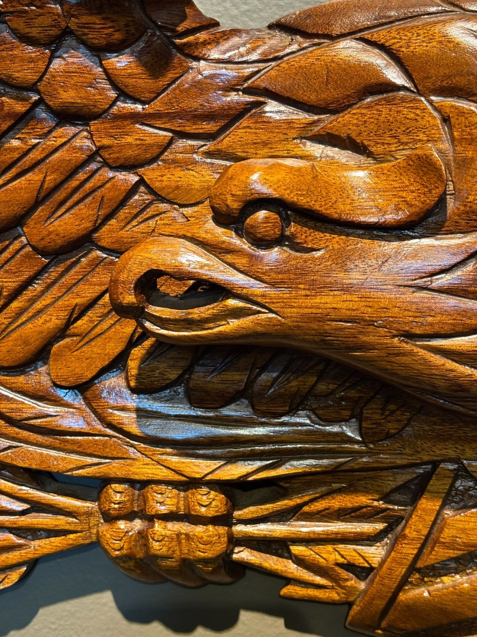 Vintage Hand - Carved Teak Bellamy Eagle with Shield - The Great Republic