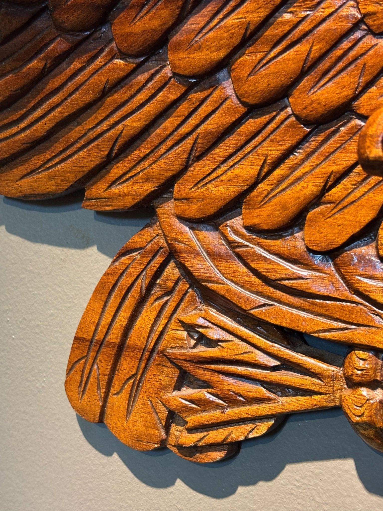 Vintage Hand - Carved Teak Bellamy Eagle with Shield - The Great Republic