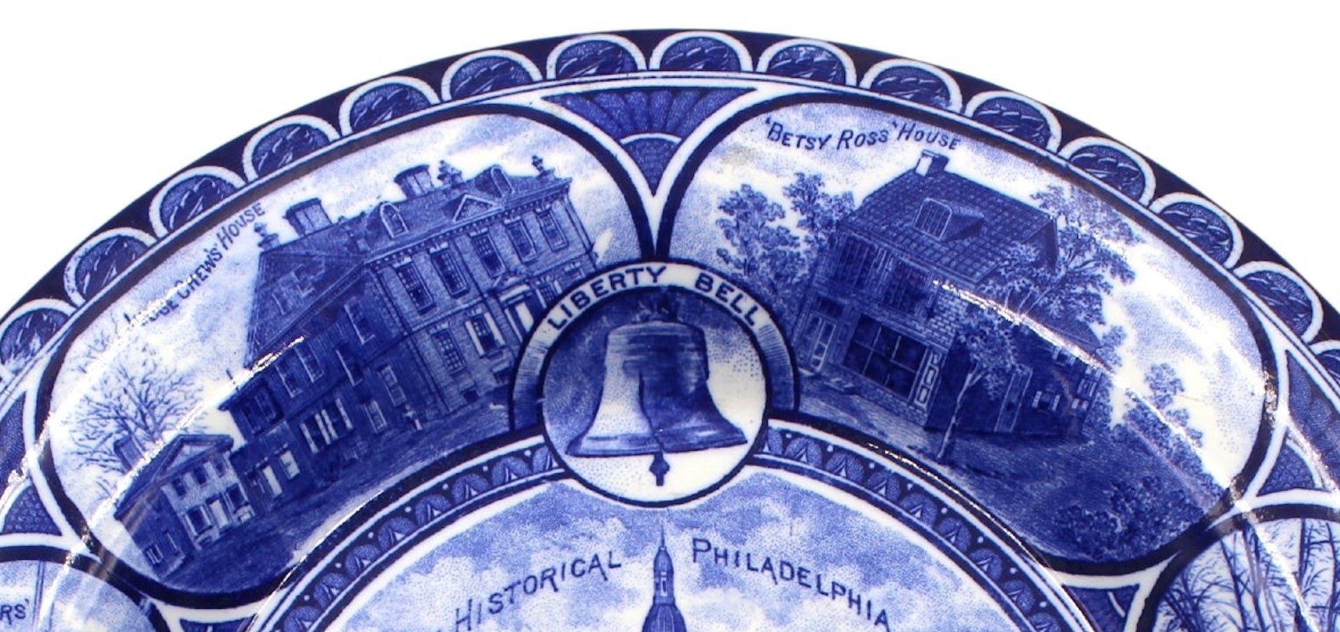 Vintage "Historical Philadelphia" Blue Transferware Plate by The Rowland & Marsellus Co. - The Great Republic