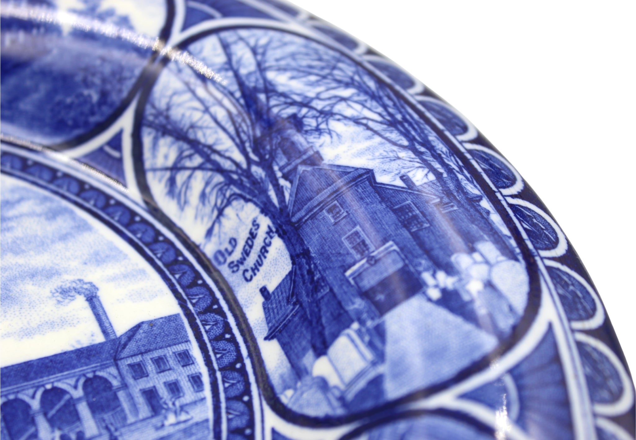 Vintage "Historical Philadelphia" Blue Transferware Plate by The Rowland & Marsellus Co. - The Great Republic