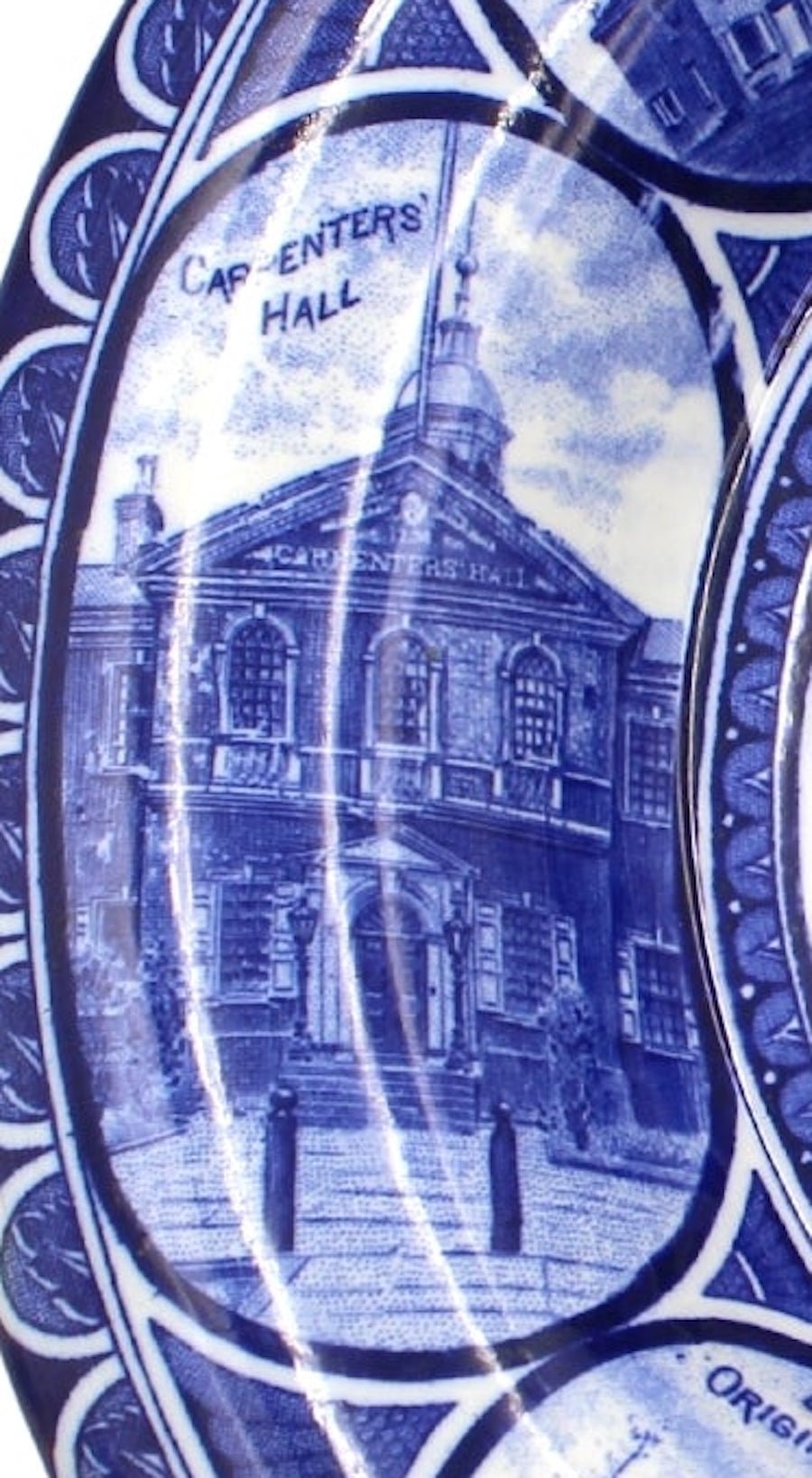 Vintage "Historical Philadelphia" Blue Transferware Plate by The Rowland & Marsellus Co. - The Great Republic
