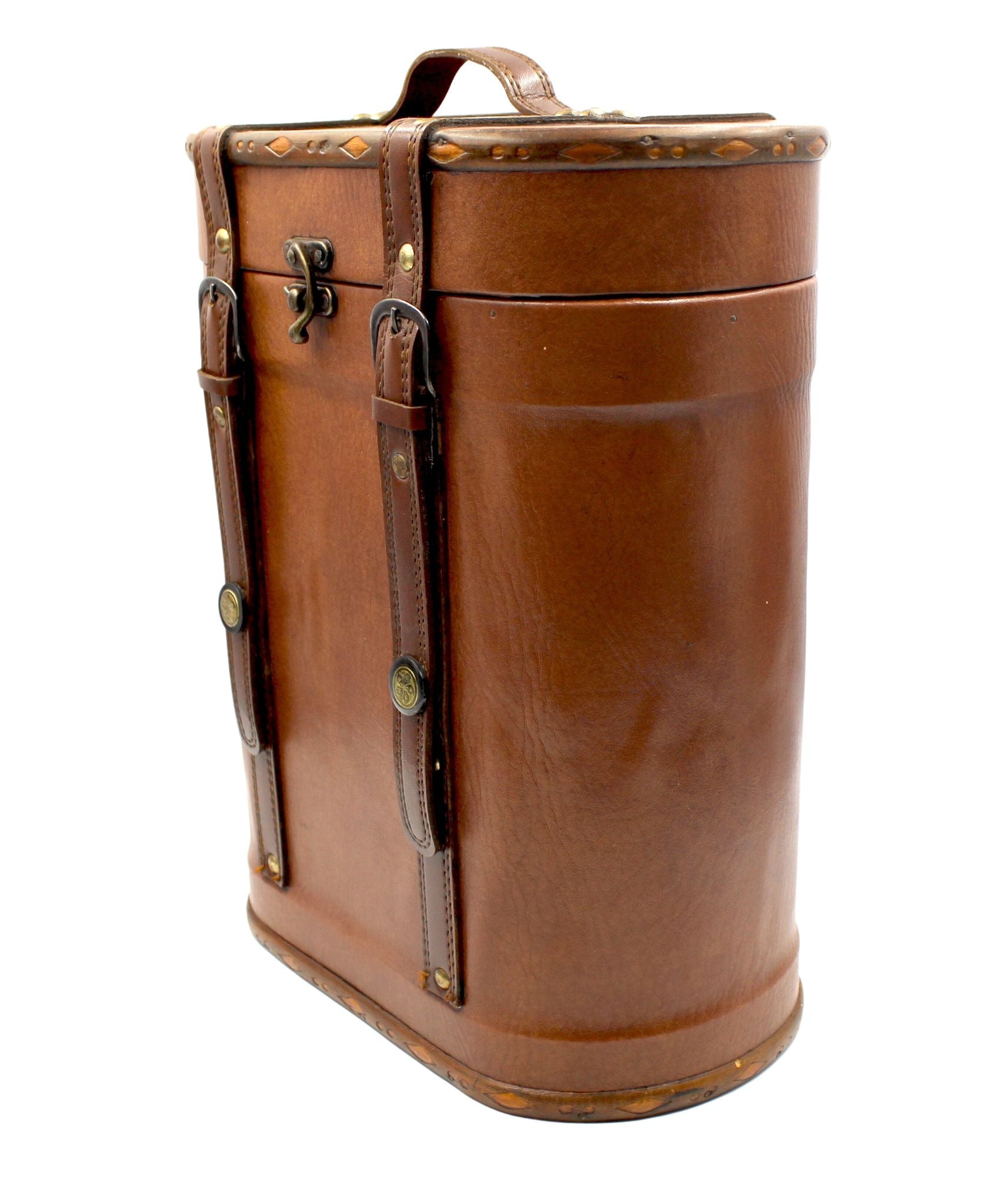 Vintage Leather and Wood Wine Carrier - The Great Republic