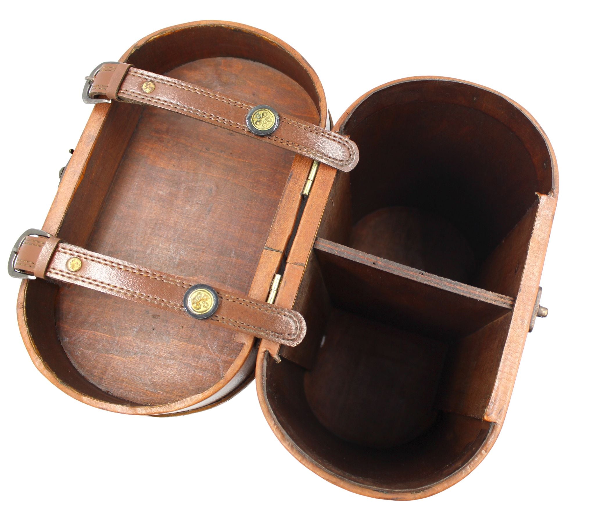 Vintage Leather and Wood Wine Carrier - The Great Republic