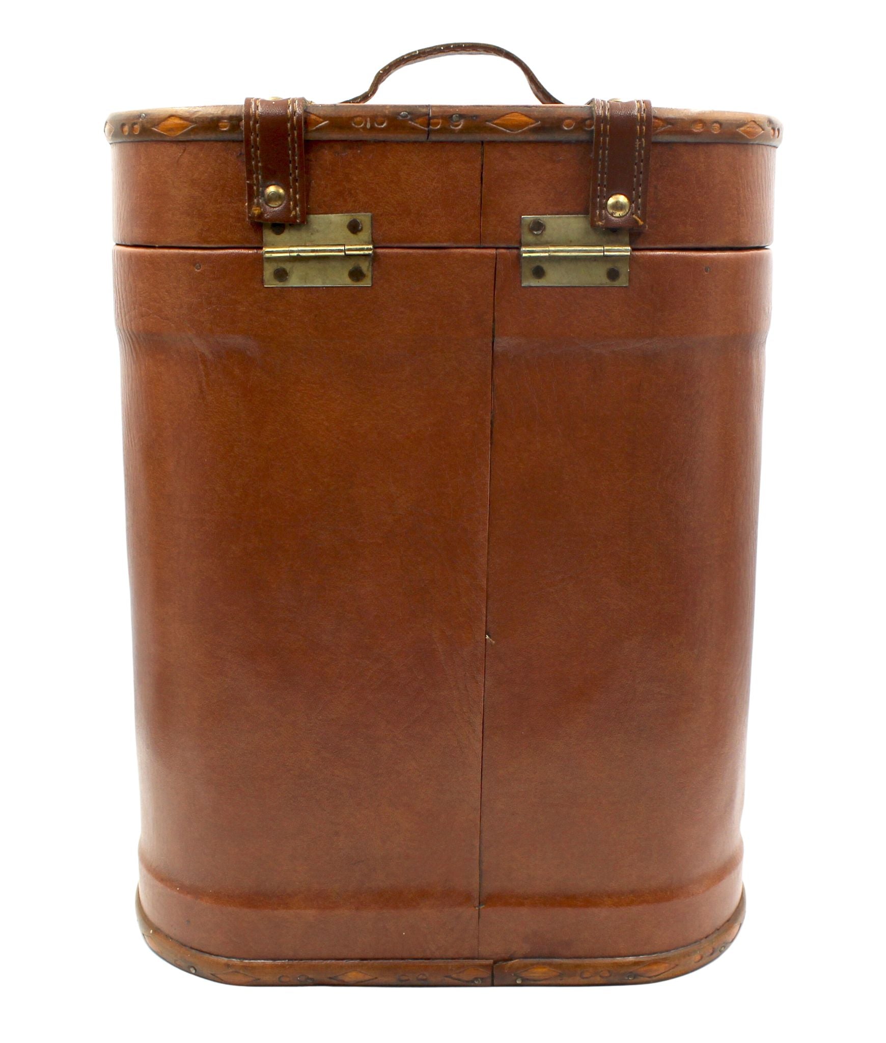 Vintage Leather and Wood Wine Carrier - The Great Republic