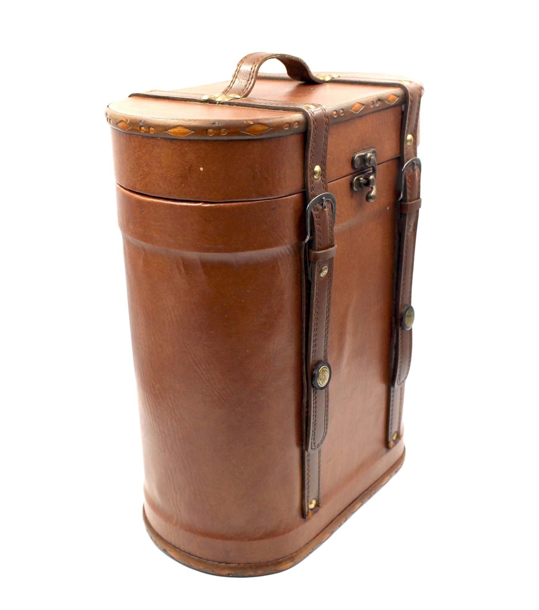 Vintage Leather and Wood Wine Carrier - The Great Republic