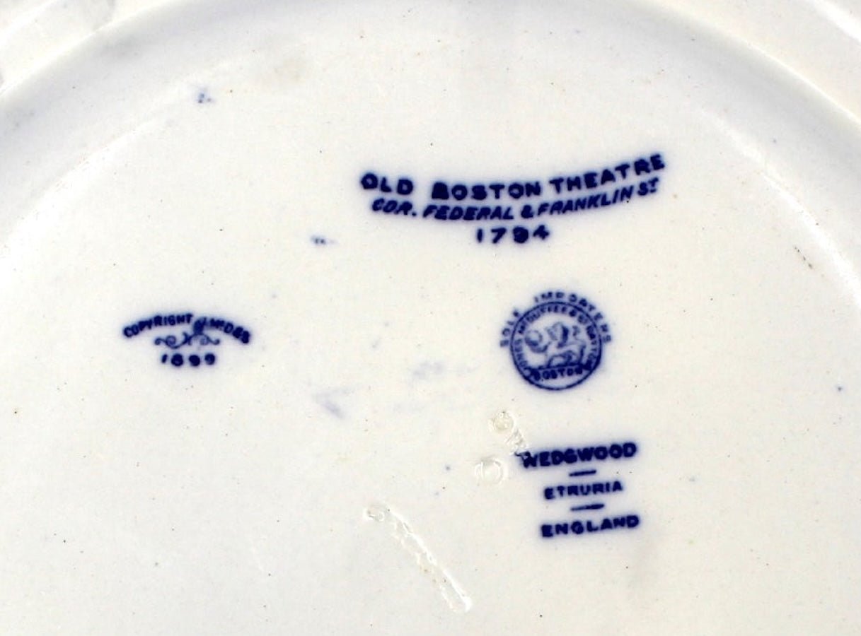 Vintage "Old Boston Theatre" Blue Transferware Plate, 1899 - The Great Republic