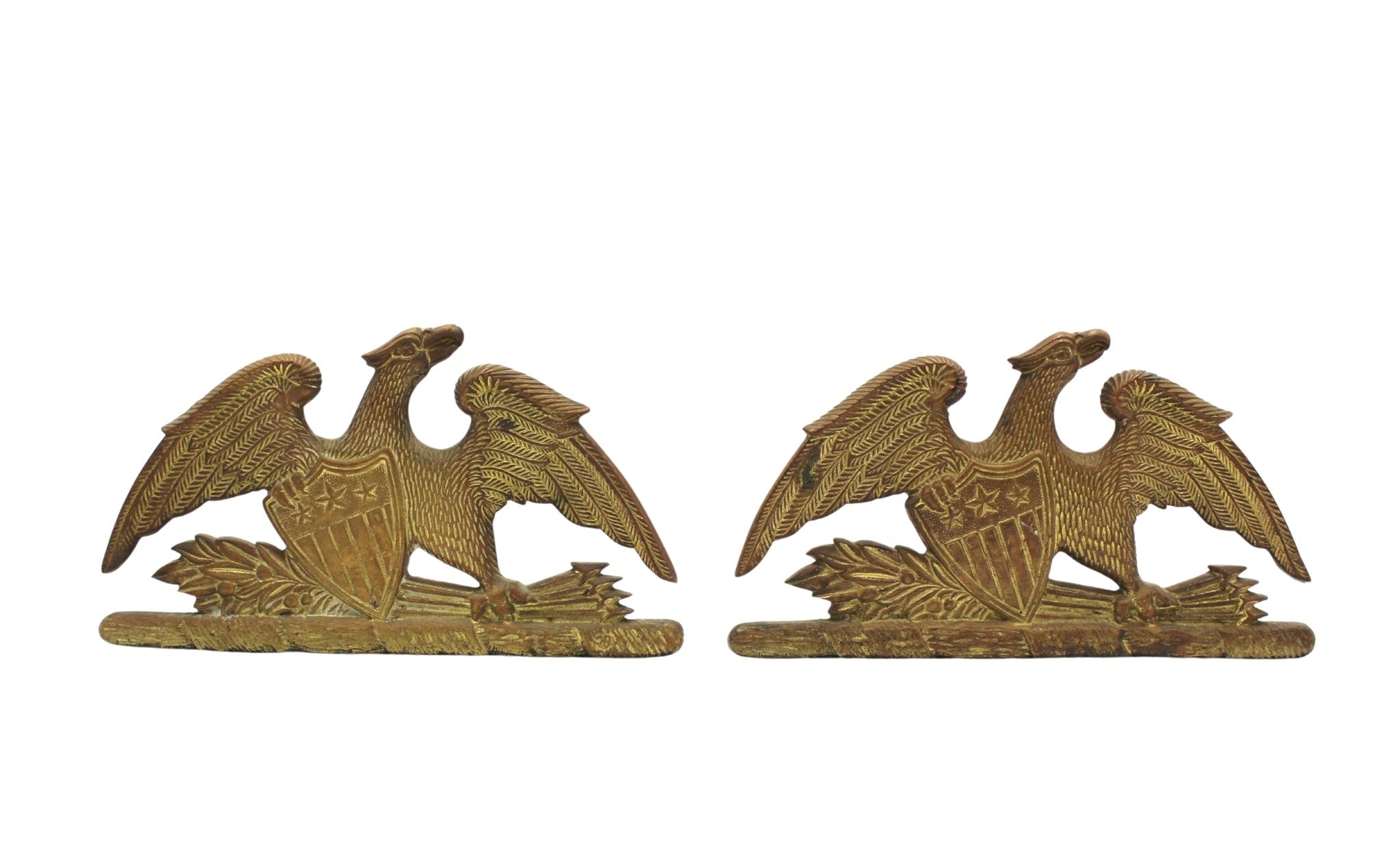 Vintage Spreadwing Brass Eagle Bookends by Virginia Metalcrafters, 1952 - The Great Republic