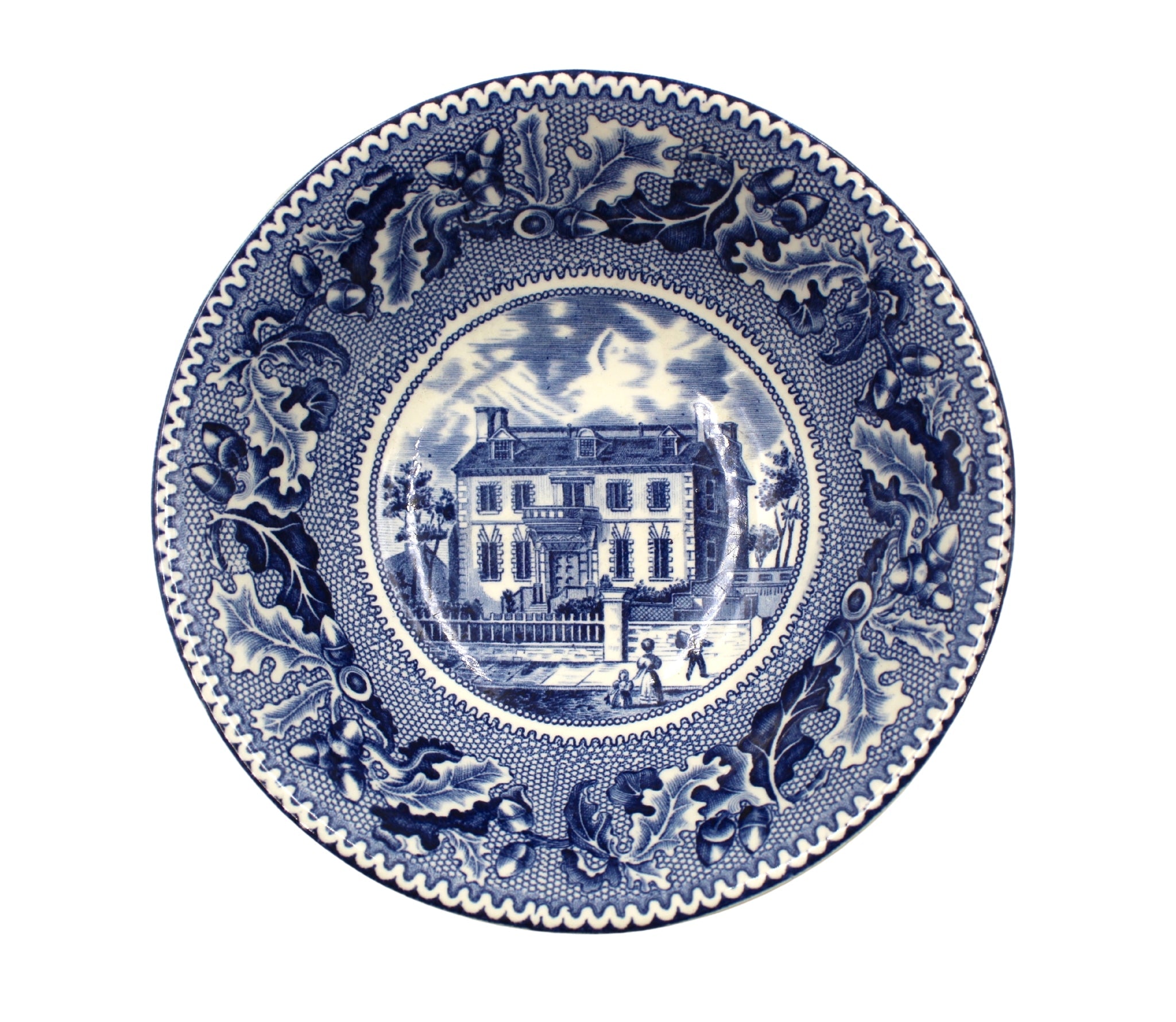 Vintage "The Hancock House" Blue Transferware Bowl by Johnson Brothers - The Great Republic
