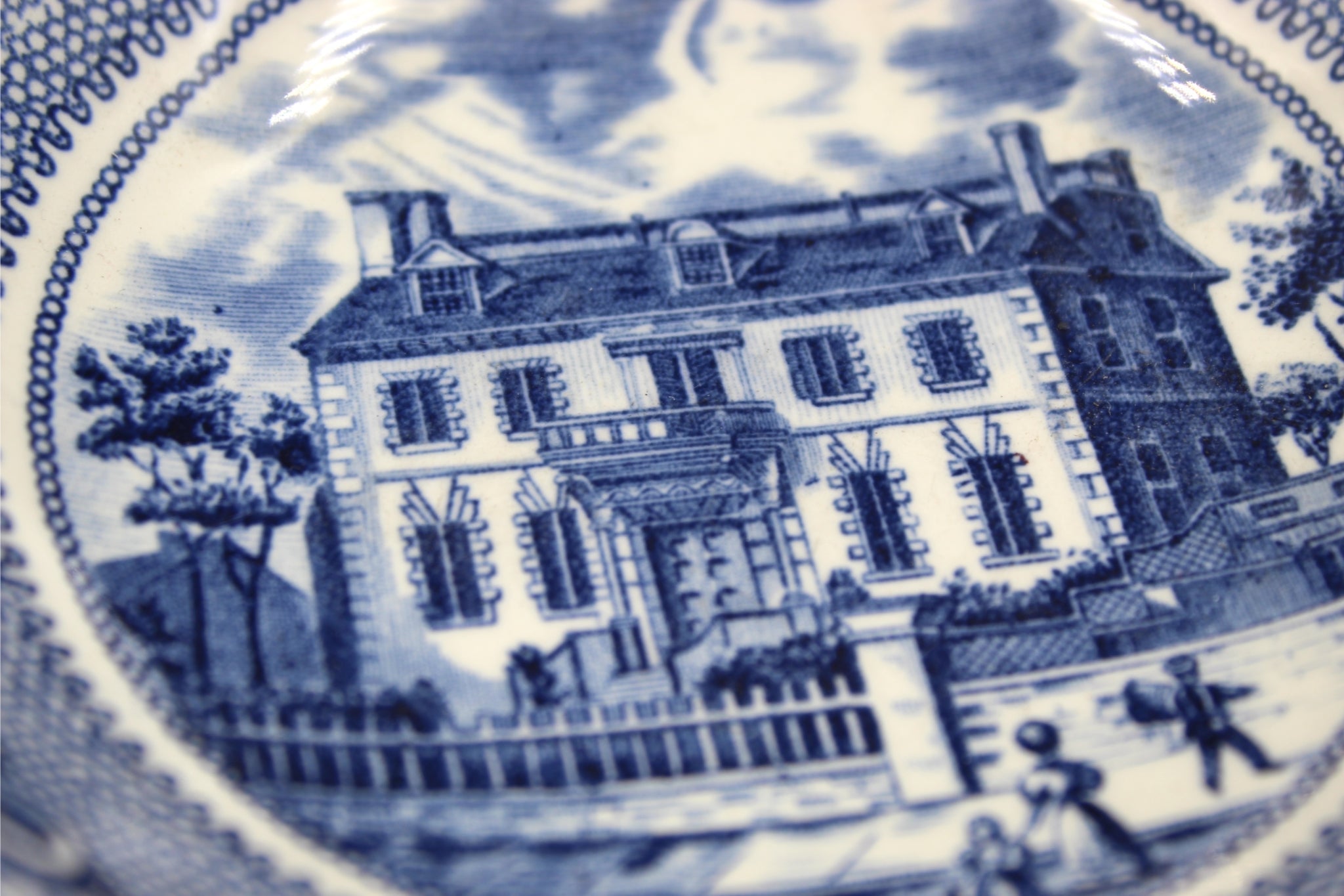 Vintage "The Hancock House" Blue Transferware Bowl by Johnson Brothers - The Great Republic
