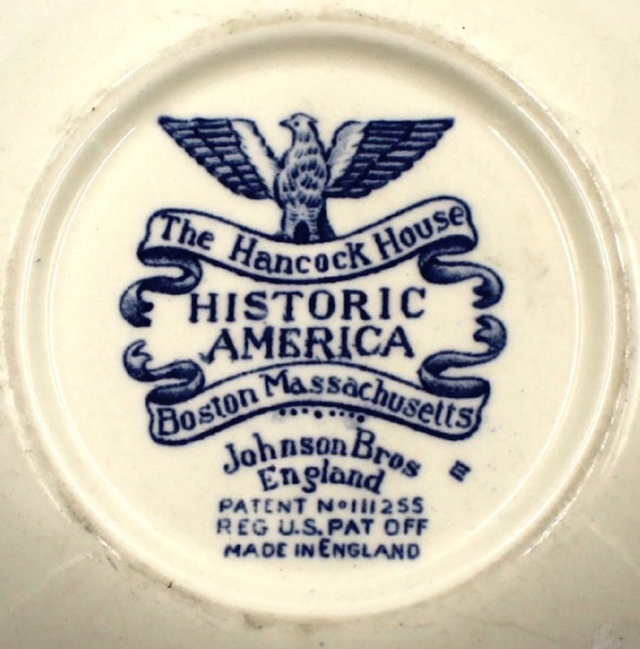 Vintage "The Hancock House" Blue Transferware Bowl of Boston by Johnson Brothers - The Great Republic