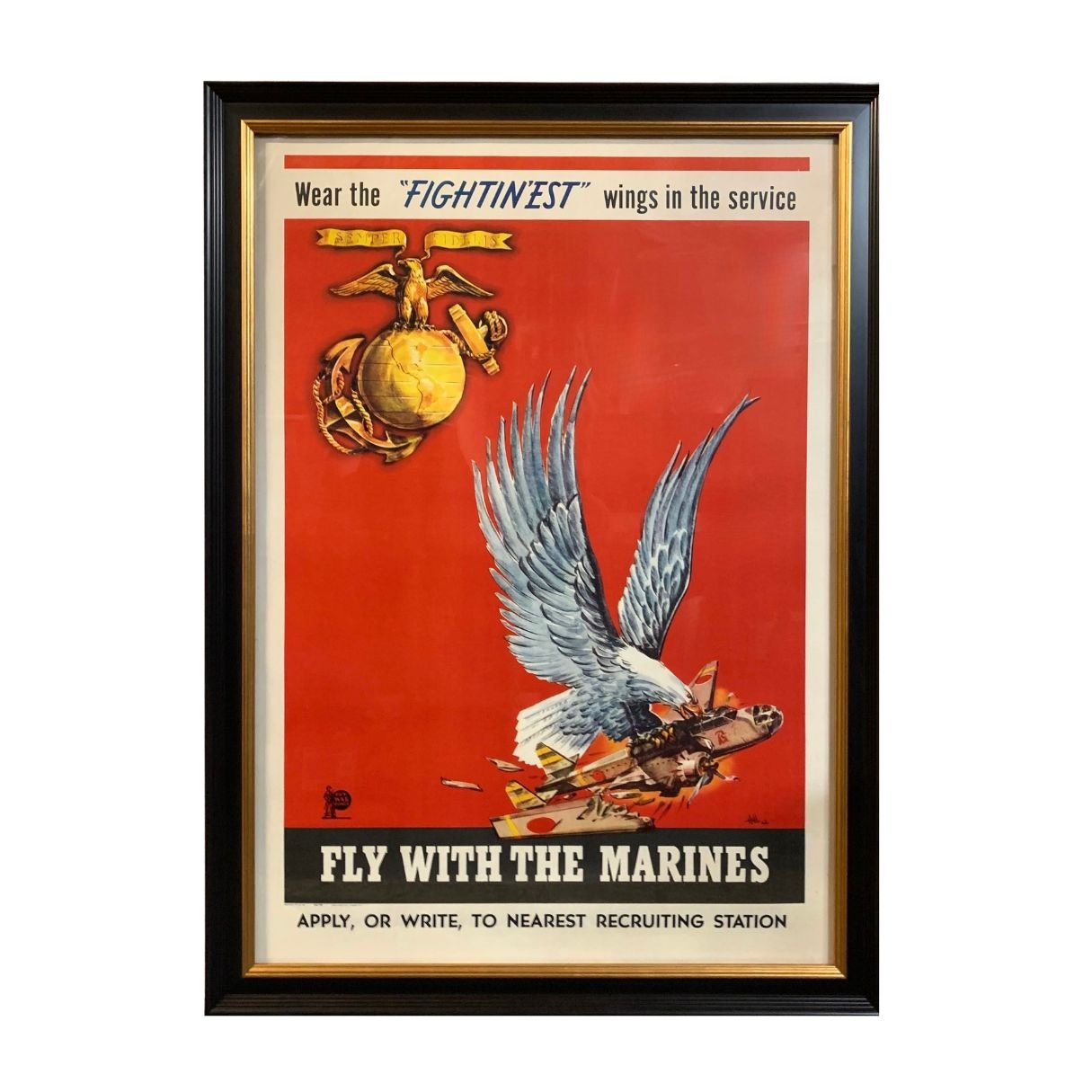 "Wear the 'FIGHTIN'EST' wings in the service" Vintage WWII Marine Recruitment Poster, 1942 - The Great Republic
