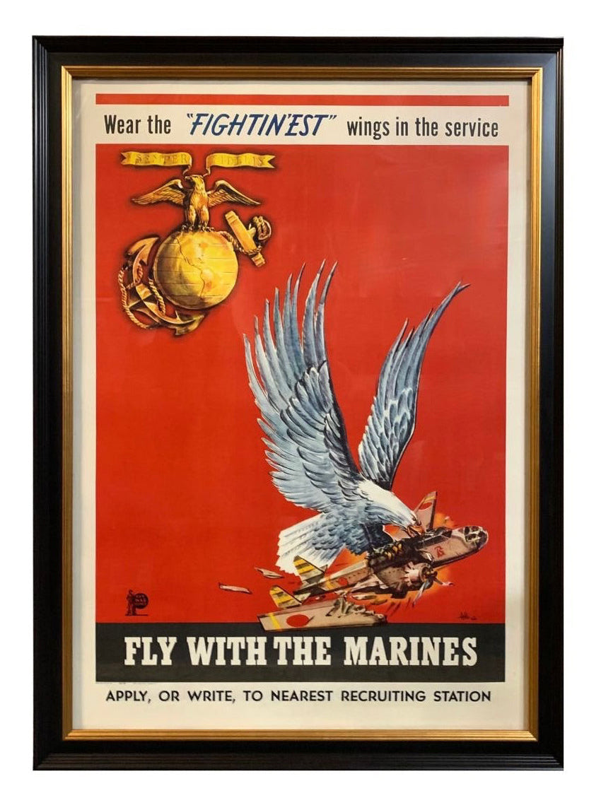 "Wear the 'FIGHTIN'EST' wings in the service" Vintage WWII Marine Recruitment Poster, 1942 - The Great Republic