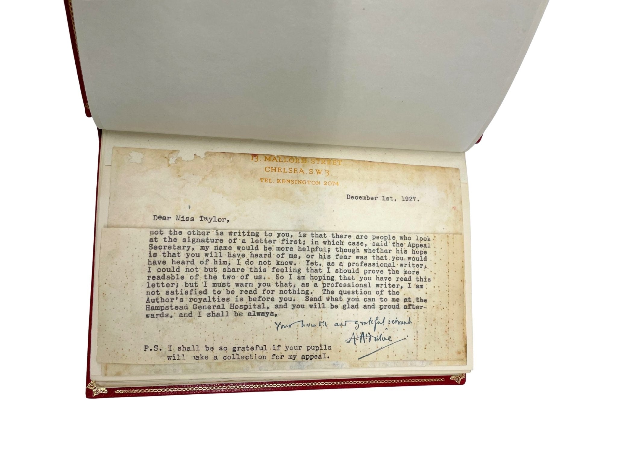 Winnie the Pooh by A. A. Milne, UK First Editions, 4 Volume Set, 1925 - 1929, with Tipped - in Signed Letter by Milne, 1927 - The Great Republic