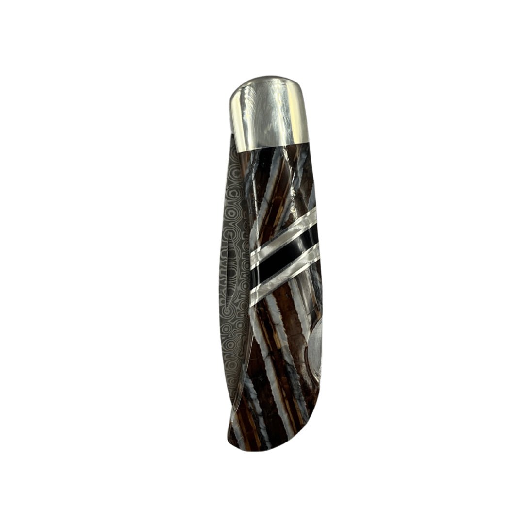 Woolly Mammoth Tooth 3" Damascus Steel Double Sided Lockback Knife - The Great Republic