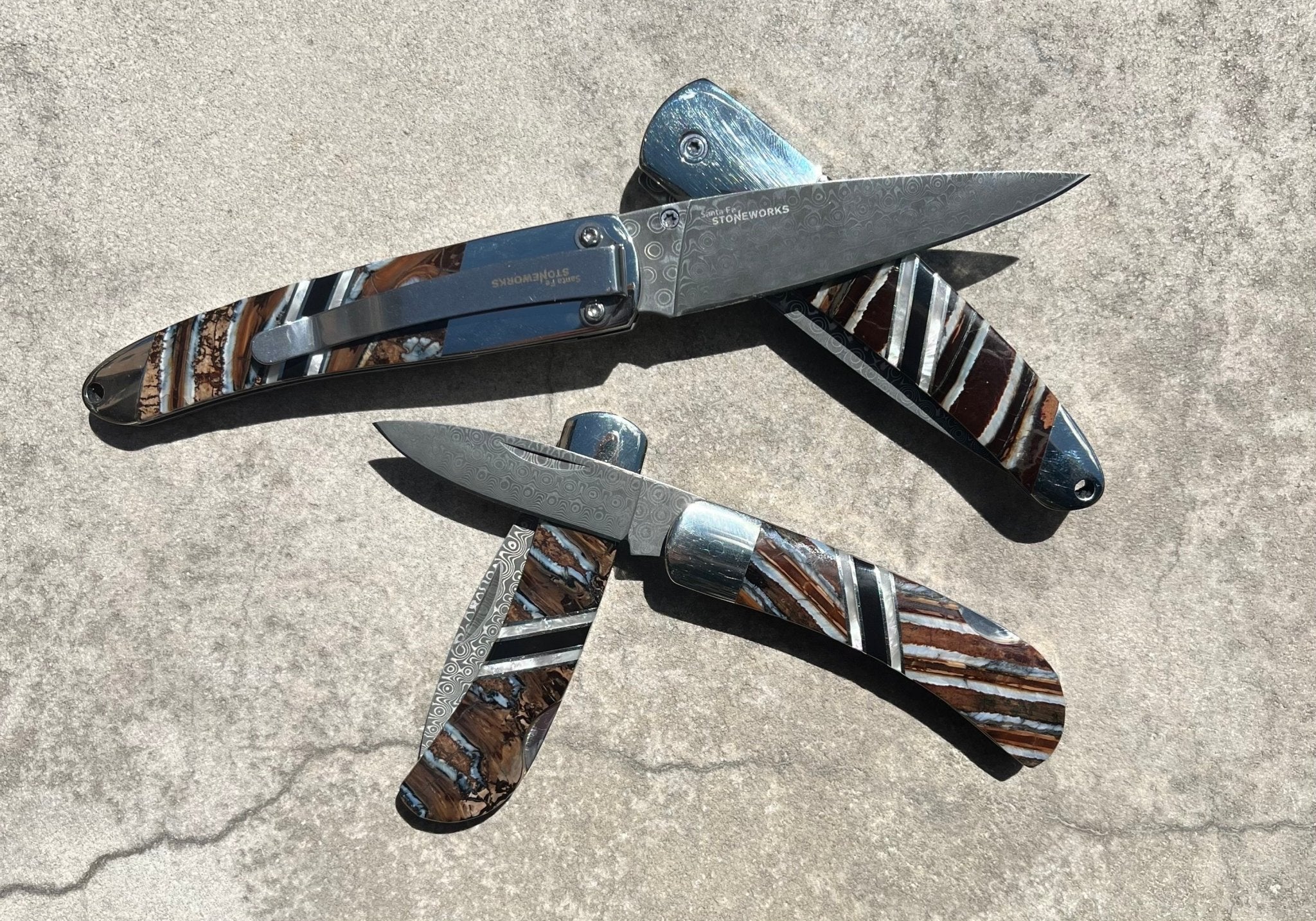 Woolly Mammoth Tooth 3" Damascus Steel Double Sided Lockback Knife - The Great Republic