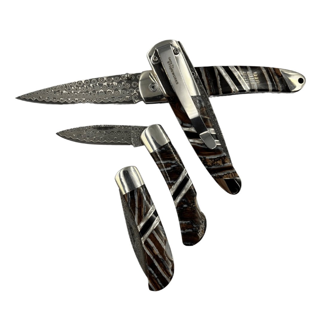 Woolly Mammoth Tooth 3" Damascus Steel Double Sided Lockback Knife - The Great Republic
