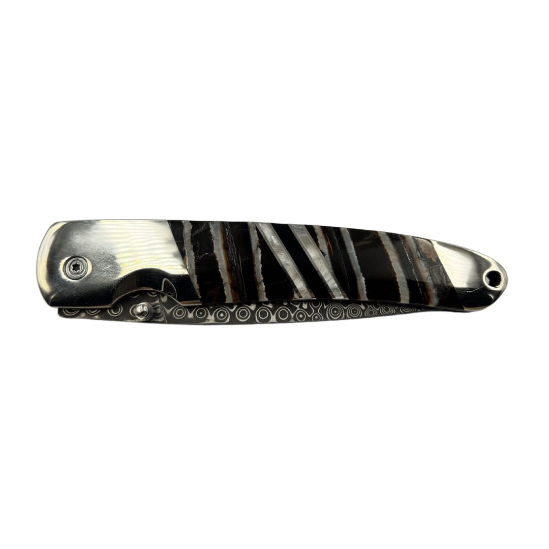Woolly Mammoth Tooth 4" Damascus Steel Double Sided Linerlock Knife - The Great Republic