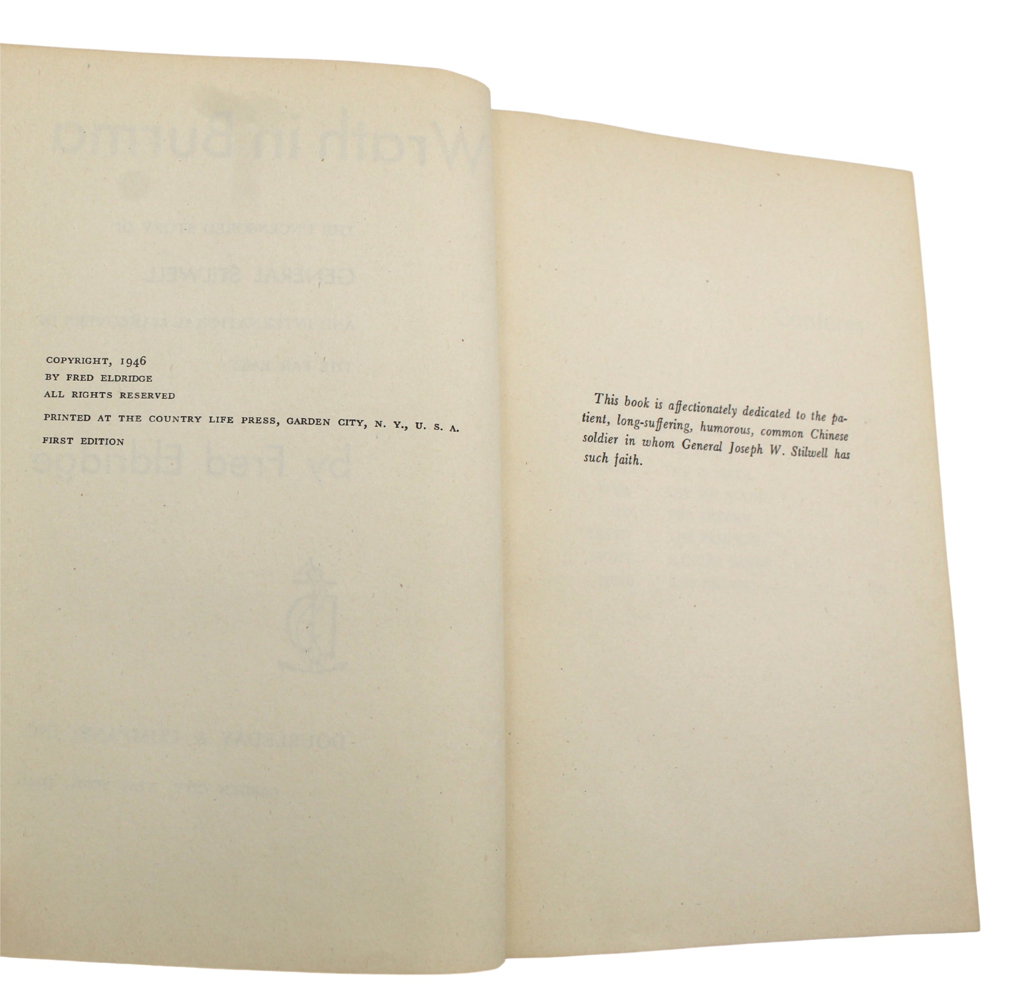 Wrath in Burma by Fred Eldridge, First Edition, In Original Dust Jacket, 1946 - The Great Republic