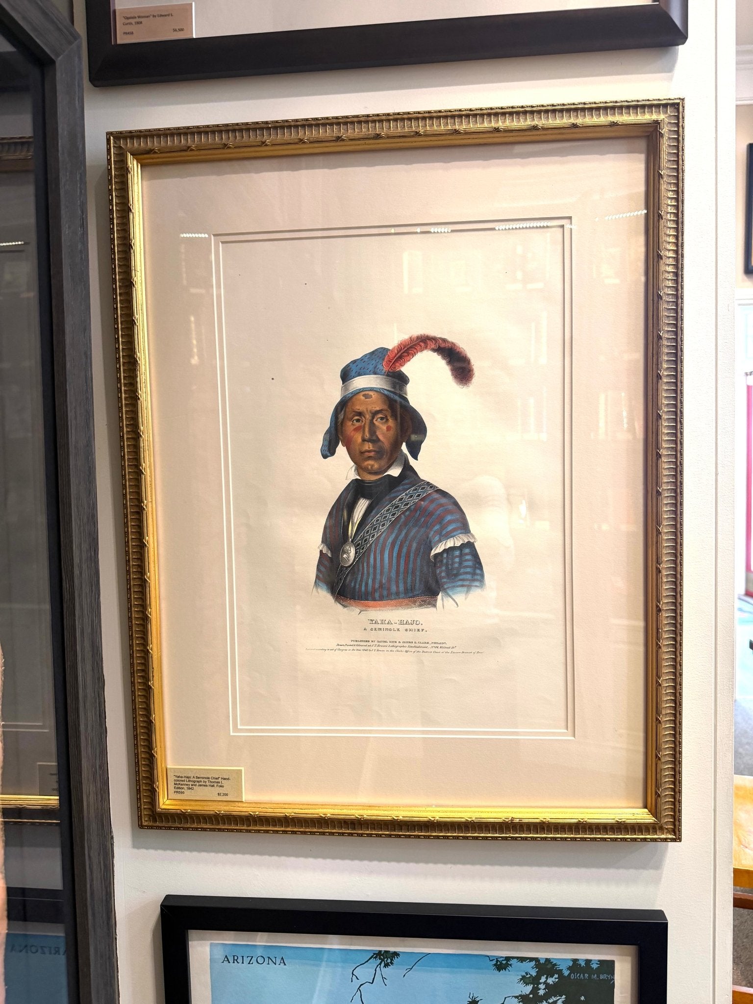 "Yaha-Hajo: A Seminole Chief" Hand-colored Lithograph by Thomas L. McKenney and James Hall, Folio Edition, 1842 - The Great Republic
