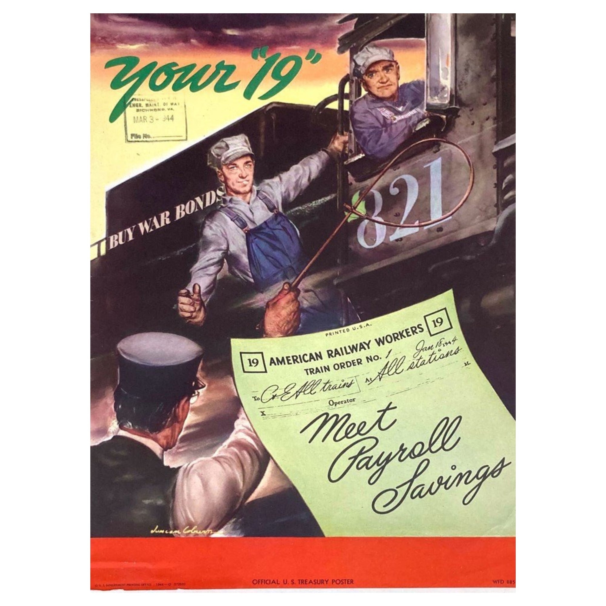 "Your '19'" Vintage WWII U.S. Treasury Poster, 1944 - The Great Republic
