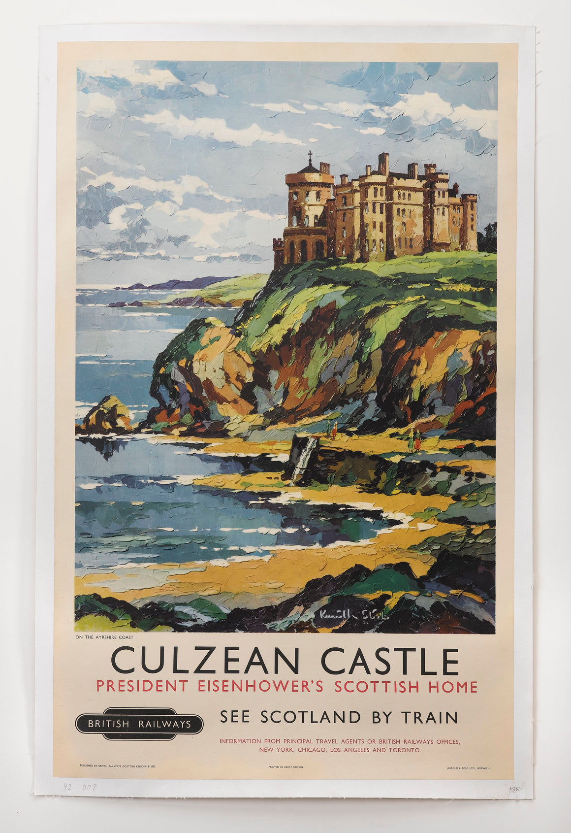 "Culzean Castle. President Eisenhower's Scottish Home" British Railways Poster by Kenneth Steel, circa 1950s