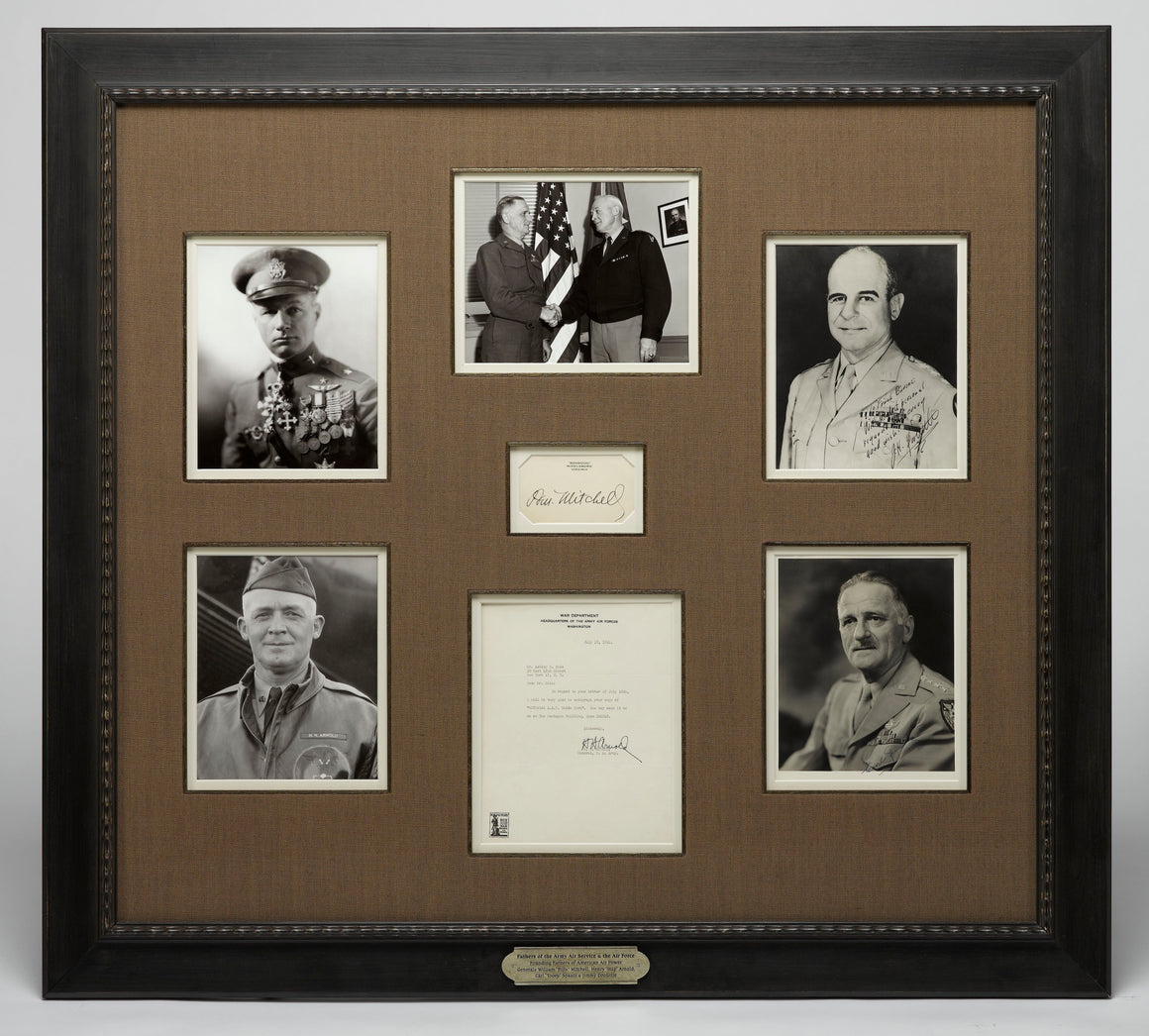 Fathers of the Air Service Collage, with Signatures of Doolittle, Spaatz, Arnold, and Mitchell
