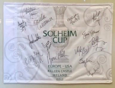 Solheim Cup Matches U.S. Team Signed Pin Flag, USA 13 vs. EUROPE 15, Circa 2011