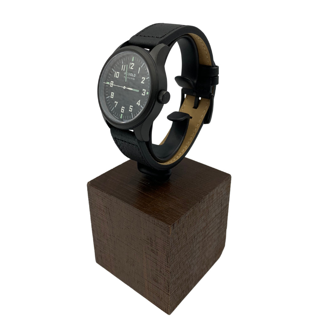 Kobold Richard Byrd Automatic Watch with Black Leather Strap