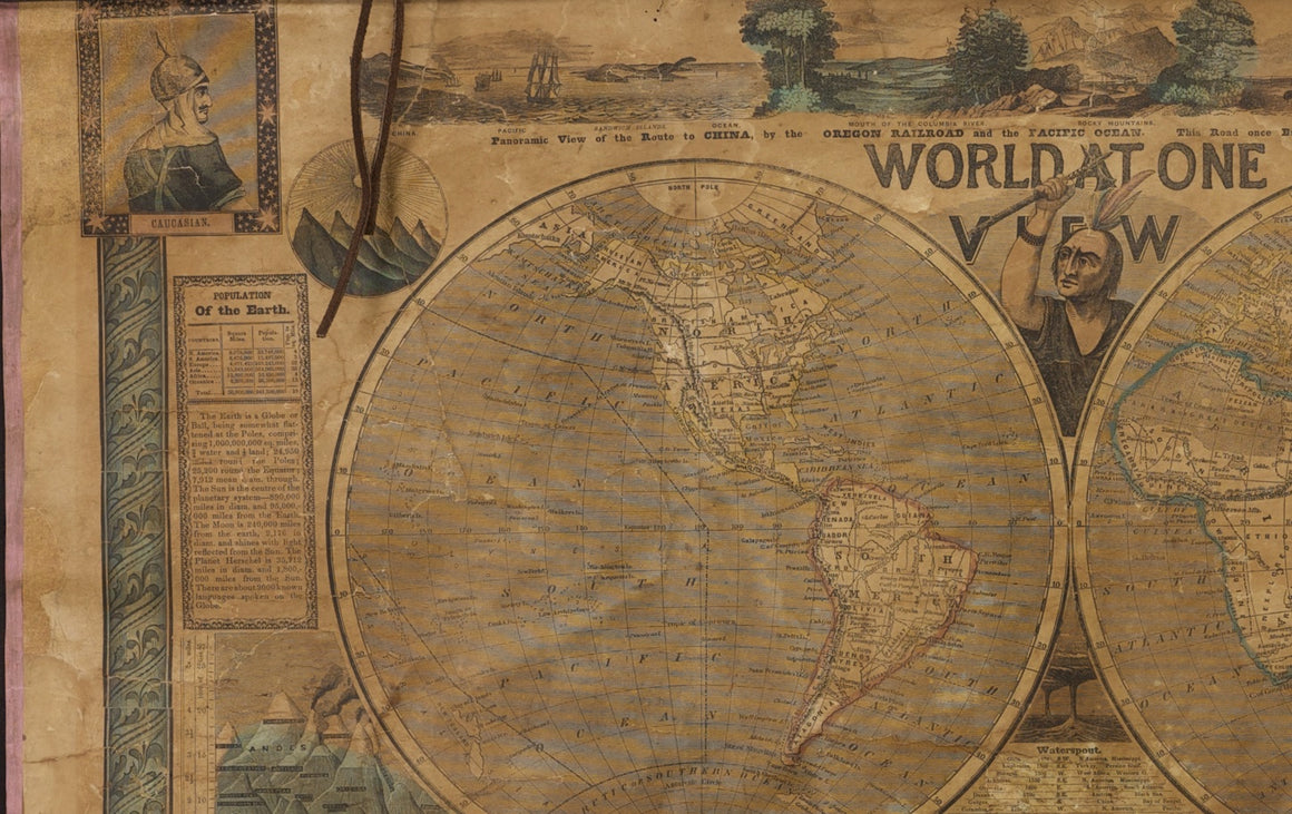 1847 “World at One View” Hand-Colored Wall Map by Ensign & Thayer - The Great Republic