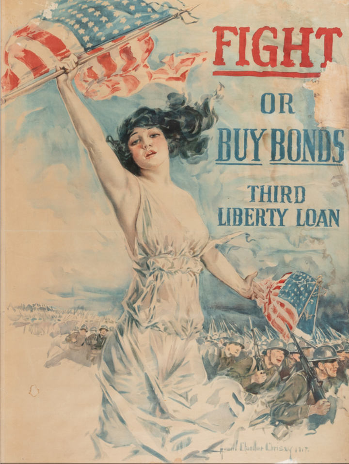 "Fight Or Buy Bonds. Third Liberty Loan" Vintage WWI Poster by Howard Chandler Christy, 1917