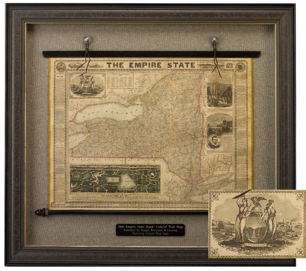 1861 "The Empire State" Wall Map by Ensign, Bridgman & Fanning