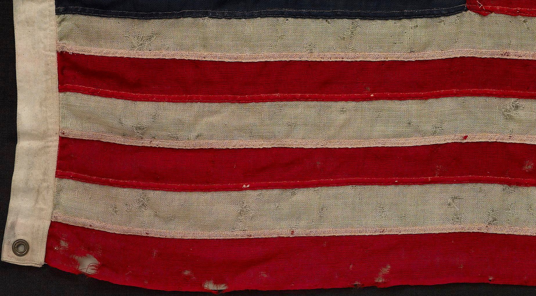 13 - Star Wool American Flag, with Hand - Sewn Stars, Circa 1900 - The Great Republic