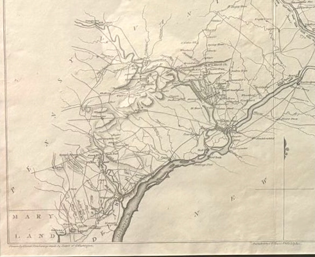 1807 "A Map of the Country from Rariton River in East Jersey to Elk Head in Maryland" by Samuel Lewis - The Great Republic