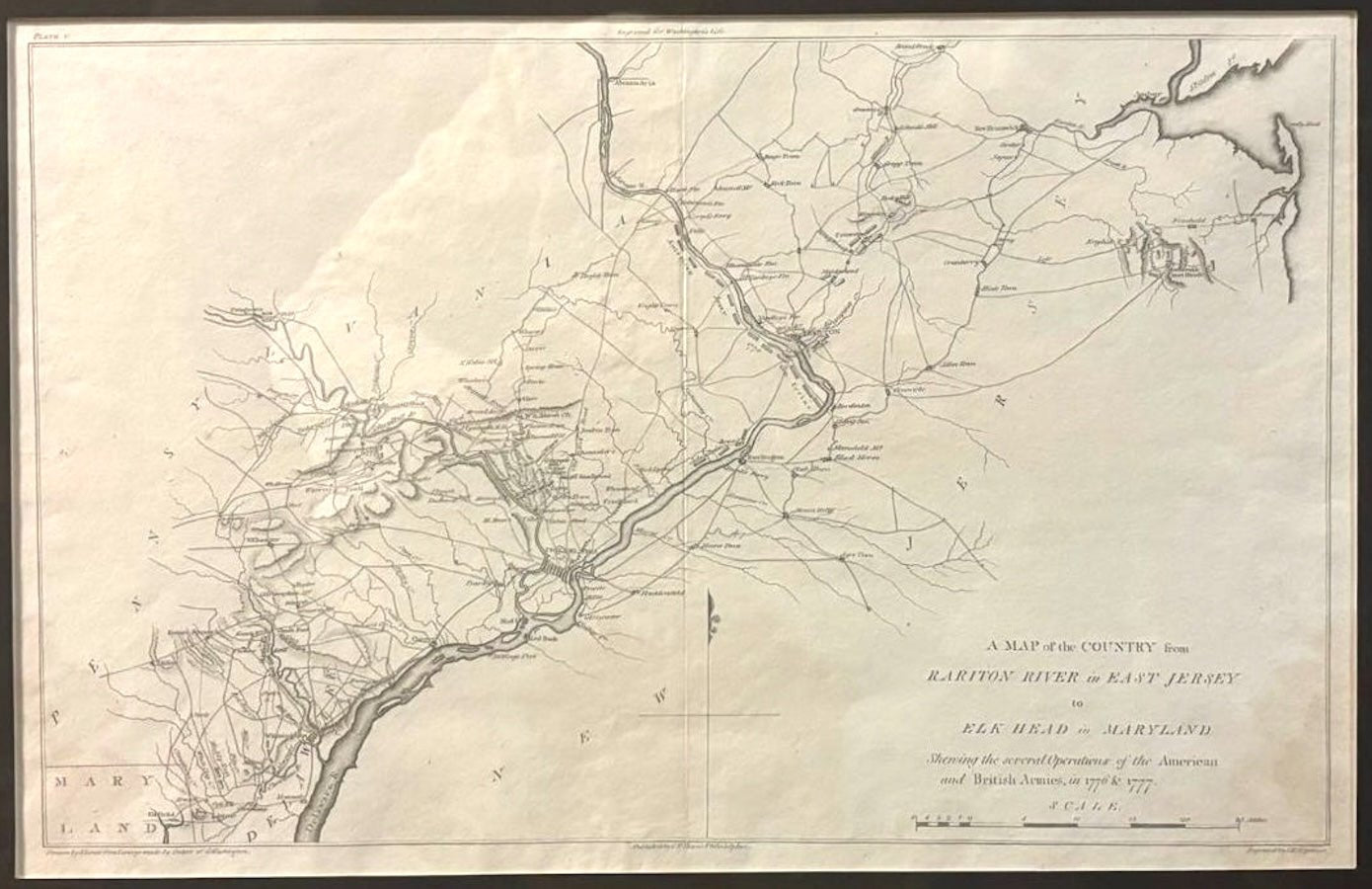 1807 "A Map of the Country from Rariton River in East Jersey to Elk Head in Maryland" by Samuel Lewis - The Great Republic